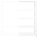 Rayonnage emboîtable ORDO Professional, rayonnage annexe, modulaire, 5 tablettes, charge admissible par tablette 185 kg, charge admissible par élément 1200 kg, L 1310 x P 435 x H 2000 mm, acier, blanc trafic RAL 9016