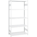 Rayonnage emboîtable ORDO Professional, rayonnage de base, modulaire, 5 tablettes, charge admissible par tablette 140 kg, charge admissible par élément 1200 kg, L 1060 x P 435 x H 2000 mm, acier, blanc trafic RAL 9016