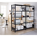 Rayonnage emboîtable Schulte Lagertechnik MULTIplus 150, rayonnage annexe avec traverses de longueur, 5 tablettes réglables en hauteur, jusqu'à 1300 kg, L 1000 x P 500 x H 2000 mm acier, noir