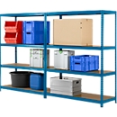 Rayonnage longue portée - ensemble complet - l. 1500 x P 800 x H 1600 mm - 4 étagères - capacité de charge par étagère 350 kg - laqué époxy - bleu ciel RAL 5015