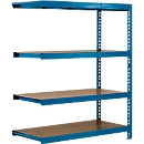 Rayonnage longue portée - module d'extension - l. 1525 x P 800 x H 2000 mm - 4 étagères - capacité de charge par étagère 500 kg - laqué époxy - bleu ciel RAL 5015