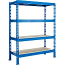 Rayonnage longue portée - module de base - l. 1600 x P 600 x H 2000 mm - 4 étagères - capacité de charge par étagère 500 kg - laqué époxy - bleu ciel RAL 5015
