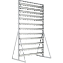 Rayonnage mural double face, 13 rangées, sans bacs à bec, L 1145 x P 800 x H 1950 mm, acier, gris