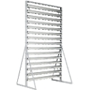 Rayonnage mural double face, 30 rangées, sans bacs à bec, L 1145 x P 800 x H 1950 mm, acier, gris