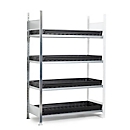 Rayonnage supplémentaire RSW 1364 pour le stockage de produits dangereux asecos RSW 1364, L 1310 x P 640 x H 2000 mm, 4 bacs collecteurs PE de 36 l réglables en hauteur