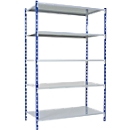 Rayonnage universel sans vis, baie de base, 5 tablettes en tôle d'acier, charge max. 125 kg, L 1250 x H 2000 x P 300 mm