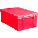 Really useful Box boîte en plastique avec couvercle, 9 litres, rouge transparent