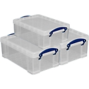 Really Useful Boxen, Fassungsvermögen 9 Liter, als Lager- und Kurierbox, 3er-Set