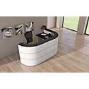 Reception desk Cento 6, 2 corner elements, 1 straight reception desk element and desk element, privacy screen