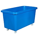 Rechteckbehälter, Kunststoff, fahrbar, 450 l, blau