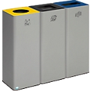 Recycleerbare afvalverzamelaar VAR Quadro, drievoudig, totaal volume 243 l, incl. montagemateriaal, verzinkt plaatstaal