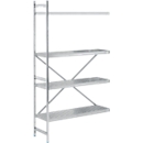 Regalsystem, Anbauregal, Edelstahl, gelochter Boden, H 2000 x B 1175 x T 400 mm