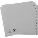 Register Exacompta 1723B, A4 Halbformat, 2-fach-Lochung, Taben A-Z, B 225 x H 210 mm, Blauer Engel, Recycling-Kunststoff, grau
