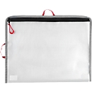 Reißverschlussbeutel FolderSys Bungee-Bag, A4, 0,20 mm, Kordel/Bordierband/Schlaufen, B 355 x H 275 mm, PVC-freie Folie, transparent-rot-grau-schwarz