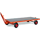 Remorque pour charges lourdes, système de direction avec 1 essieu pivotant, pneus 100 % caoutchouc, capacité de charge 2000 kg, 2000 x 1000 mm