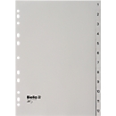 Répertoire Biella, pour DIN A4, 12 parties, numérique 1-12, onglets numérotés, perforation universelle, impression index, L 296 x l 226 mm, polypropylène, gris