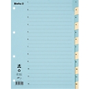 Répertoire Biella, pour DIN A4, 12 pièces, numérique 1-12, onglets renforcés, perforation 4 trous, impression index, L 297 x l 225 mm, carton, bleu