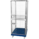 Rolcontainer 1600 met gesloten wanden - antidiefstal - kunststof rolplaat - 2 zijwandengentiaanblauw RAL 5010