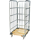 Rolcontainer, 3-zijdig, met houten rolplaat, 1460 mm bruikbare hoogte