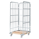 Rolcontainer, 3-zijdig, met houten rolplaat, 1650 mm bruikbare hoogte