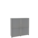 Roldeurkast, 4 ordnerhoogten, 2-delig, met middenwand, B 1600 mm, zilver