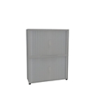 Roldeurkast, 4 ordnerhoogten, 2-delig, zonder middenwand, B 1200 mm, zilver