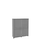 Roldeurkast, 4 ordnerhoogten, 2-delig, zonder middenwand, B 1350 mm, zilver