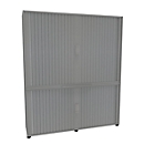 Roldeurkast, 5 ordnerhoogten, 2-delig, met middenwand, B 1600 mm, zilver