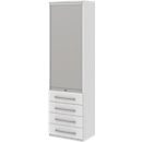 Roldeurkast BARI, 6 ordnerhoogten, 4 schuifladen, 3 legborden, afsluitbaar, B 600 x D 430 x H 2174 mm, wit