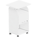 Roll container BEXXSTAR, 2 shelves, 1 lockable compartment with handle, top plate, swivel castors, W 700 x D 630 x H 1130 mm, wood, white