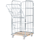 Roll conteneur, 4 côtés, avec châssis mobile en bois
