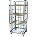 Roll conteneur avec châssis mobile en acier, hauteur utile 1600 mm, étagères horizontales