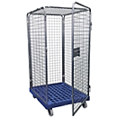 Roll conteneur - sans étagères - l. 724 x P 815 x H 1600 mm- plaque de base en plastique - 5 côtés - bleu clair