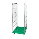 Rollbox, 2-seitig, Kunststoffbodenplatte, 724 x 815 x 1850 mm, grün (RAL 6024)