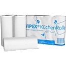 Rollo de cocina WIPEX, 3 capas, 256 x 224 mm, 8 x 4 rollos con 50 hojas cada uno, blanco brillante