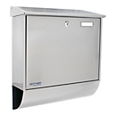 Rottner Boîte aux lettres Expo Inox, montage mural, porte-nom, rouleau de courrier, serrure à cylindre, 2 clés incluses, acier inoxydable, L 385 x P 120 x H 410 mm