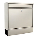 Rottner Boîte aux lettres Hochhaus II, montage mural, rouleau de courrier, serrure à cylindre, 2 clés, inox, L 360 x P 115 x H 380 mm, autocollant de chaleur accu inclus