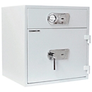 Rottner Coffre-fort à tiroirs D1 70 DB/DB, 110 l, D 1, avec 1 tiroir &amp; 1 compartiment de coffre-fort, serrure à double panneton, L 650 x P 550 x H 670 mm, gris clair RAL 7035