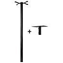 Rottner mailbox stand with Swiss-Mailbox adapter, for parcel mailboxes and &amp; US mailboxes, W 250 x D 155 x H 1430 mm, steel, black