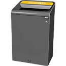 Rubbermaid Configure-recyclingstation, voor kunststof, 125 l, magnetische aansluiting, B 495 x D 610 x H 975 mm, geel