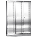 Rvs locker met fitting, cilinderslot, 3 compartimenten B400 mm,