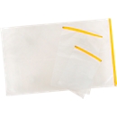 Sac de protection pour plan Eichner, fermeture à glissière jaune, polyéthylène transparent, format A4