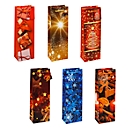 Sacs cadeaux de Noël TSI série 8, pour bouteilles, 6 motifs différents, avec cordon de poignée, L 120 x P 80 x H 360 mm, couleurs assorties, 12 pcs.