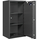 Safe Lyra 7, resistance grade 0 according to EN 1143-1, volume 118 l, door hinge right, double-bit lock with 2 keys, 2 shelves, incl. anchoring material, W 500 x D 420 x H 1020 mm, graphite grey RAL 7024