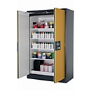 Safety storage cabinet type 90 asecos Q-PEGASUS-90, hinged doors with automatic closing, one-hand operation, safety yellow front, W 1193 x D 615 x H 1953 mm