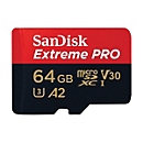 SanDisk Extreme Pro - Flash-Speicherkarte (microSDXC-an-SD-Adapter inbegriffen) - 64 GB - A2 / Video Class V30 / UHS-I U3 / Class10 - microSDXC UHS-I