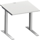 Schäfer Shop Bureau Genius MODENA FLEX, tube rectangulaire à piétement en C, L 800 x P 800 mm, gris clair/alu blanc