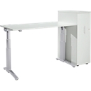 Schäfer Shop Genius 2-tlg. Büromöbel-Set, Schreibtisch ERGOSTYLE, elektrisch höhenverstellbar, lichtgrau/weissalu 