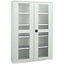 Schäfer Shop Genius armario de dos puertas FS, acero, mirilla, agujeros de ventilación, An 1343 x P 520 x Al 1950 mm, 5 OH, gris claro/gris claro, hasta 750 kg 