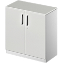 Schäfer Shop Genius Armoire à portes battantes TETRIS SOLID, 2 HC, l. 800 mm, verrouillable, avec plateau de finition, gris clair 